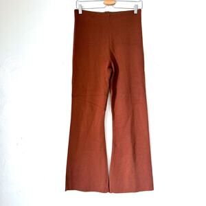 COS Wool Blend Kick Flare Knit Pants in Cognac Size S